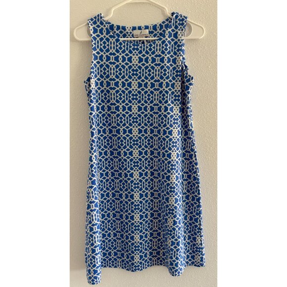Jude Connally Womens Size Small Blue White Sleeveless Shift Dress Resort‎ Summer - Picture 2 of 9